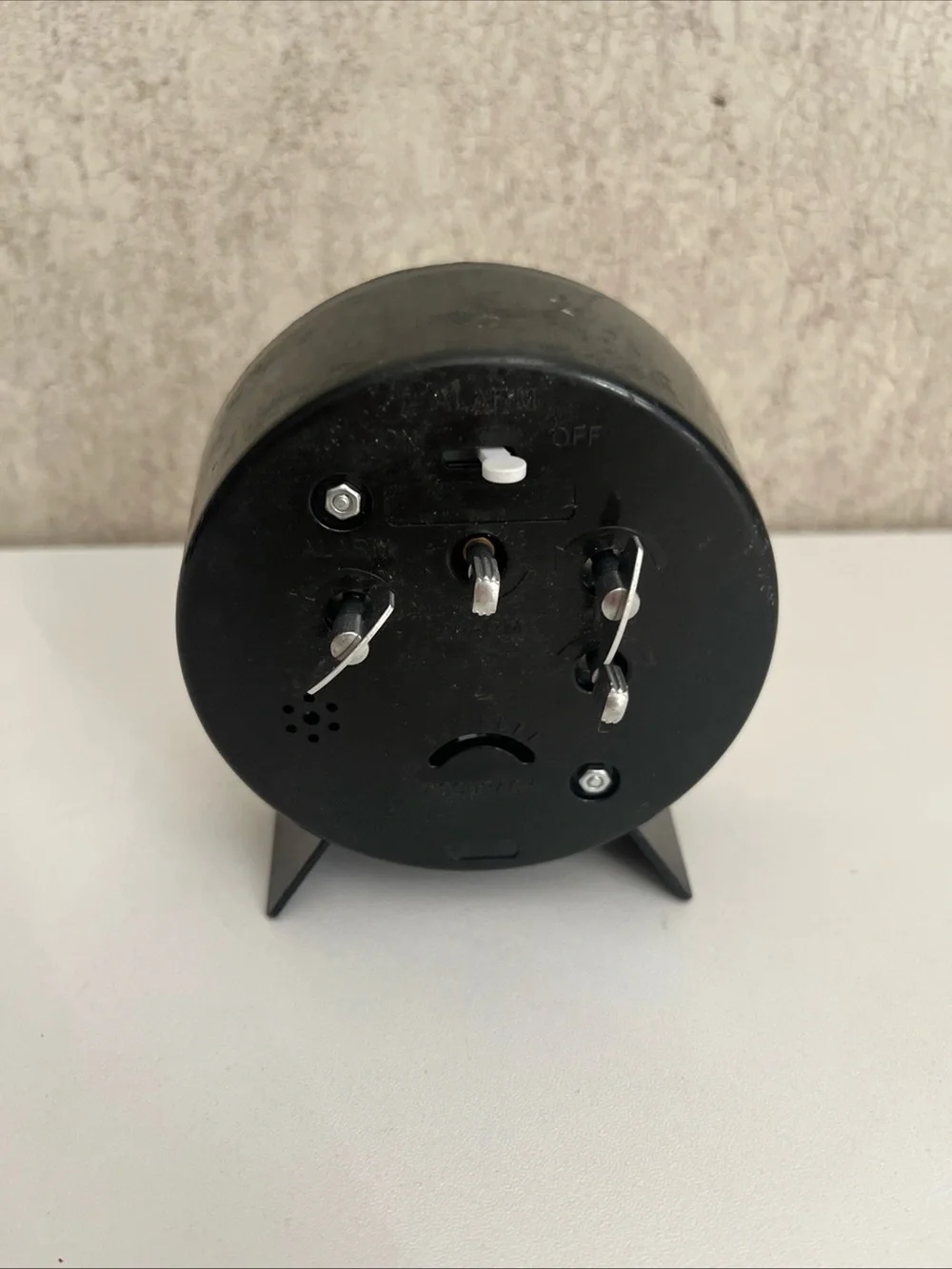 Marathon Mechanical Wind Up Alarm Clock Black Ticks Works